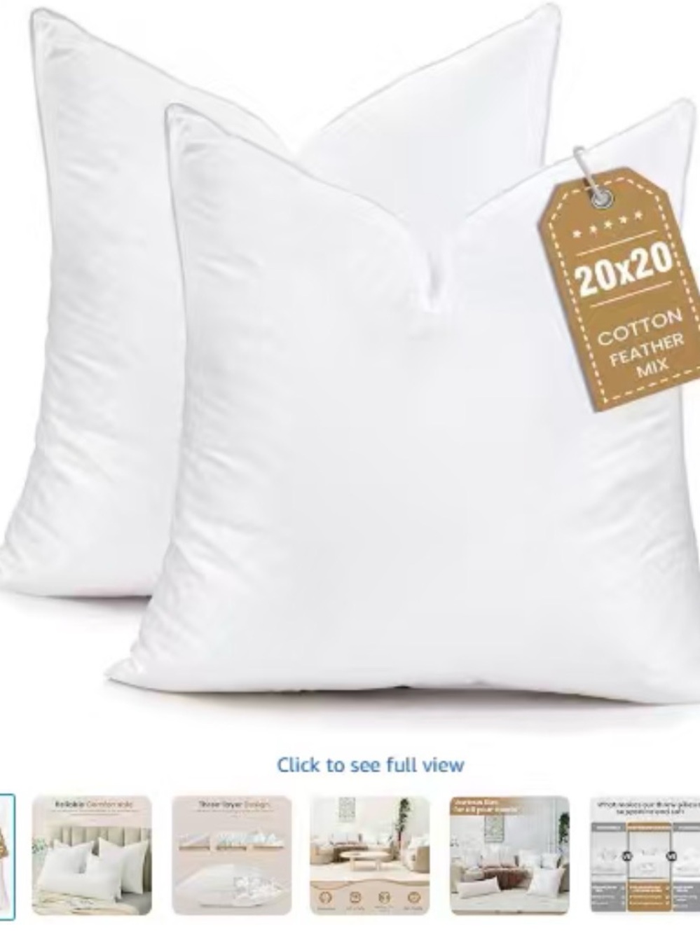 White Cotton-Blend Pillow Insert - Pack of 2